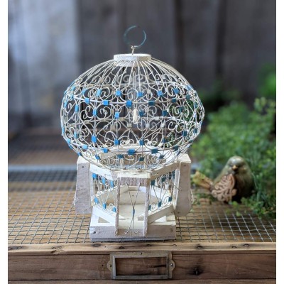 Cage oiseau décoratif en bois et métal